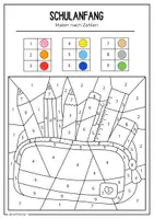 Vorschau - Mal- und Bastelvorlagen - Malen nach Zahlen - Schulanfang Kunst - Seite 1