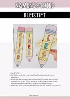 Vorschau - Mal- und Bastelvorlagen - Namensschild Stift basteln - Schulanfang Kunst - Seite 1