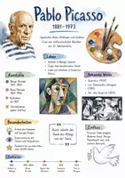 Vorschau - Arbeitsblätter - Lernposter + Arbeitsblatt "Pablo Picasso" + Onlineübung & MP3 + Mindmap + Infografik - Deckblatt