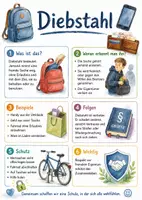 Vorschau - Arbeitsblätter - Lernposter + Arbeitsblätter zum Thema "Diebstahl" (Lückentext, Hörverstehen) + Lösung & MP3 + Mindmap + Infografik - Deckblatt