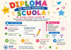 anteprima - Materiale di supporto/inclusione - Diploma accoglienza in pdf e ppt, colorato e da colorare - Pagina di copertina