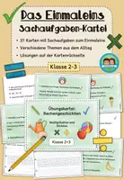 Vorschau - Stationenlernen - Einmaleins Sachaufgaben - Multiplikation/ Division (Klasse 2-3) #schulstartbyextraklasse - Deckblatt