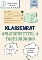 Vorschau - Arbeitsblätter - Klassenrat Anliegenzettel und Tagesordnung - Deckblatt