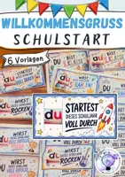 Vorschau - Mal- und Bastelvorlagen - Willkommensgruß Schulstart Schokoriegel Mutmacher - Deckblatt