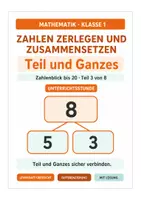 Vorschau - Stundenentwürfe - Mathe Klasse 1: Zahlen zerlegen und zusammensetzen bis 20 - Deckblatt