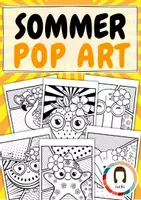Vorschau - Mal- und Bastelvorlagen - Pop Art Ausmalbilder Sommer | 2-fach differenziertes Kunstprojekt - Deckblatt