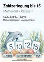 Vorschau - Arbeitsblätter - Zahlzerlegung bis 15 | Mathematik Klasse 1 | 5 Arbeitsblätter als PDF - Deckblatt