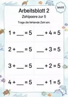 Vorschau - Arbeitsblätter - Zur 5 ergänzen | Mathematik Klasse 1 | 5 Arbeitsblätter als PDF - Seite 2