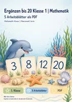Vorschau - Arbeitsblätter - Ergänzen bis 20 Klasse 1 | Mathematik | 5 Arbeitsblätter als PDF - Deckblatt