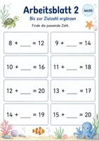 Vorschau - Arbeitsblätter - Ergänzen bis 20 Klasse 1 | Mathematik | 5 Arbeitsblätter als PDF - Seite 2