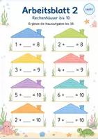 Vorschau - Arbeitsblätter - Rechenhäuser bis 10 Klasse 1 | Mathematik | 5 Arbeitsblätter als PDF - Seite 2