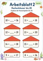 Vorschau - Arbeitsblätter - Rechenhäuser bis 20 Klasse 1 | Mathematik | 5 Arbeitsblätter als PDF - Seite 2