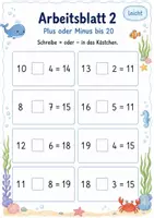 Vorschau - Arbeitsblätter - Fehlende Rechenzeichen bis 20 | Mathematik Klasse 1 | 5 Arbeitsblätter als PDF - Seite 2