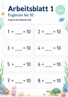 Vorschau - Arbeitsblätter - Zur 10 ergänzen | Mathematik Klasse 1 | 5 Arbeitsblätter als PDF - Seite 1