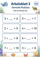 Vorschau - Arbeitsblätter - Plus mit fehlender Zahl bis 10 | Mathematik Klasse 1 | 5 Arbeitsblätter als PDF - Seite 3