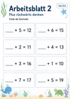 Vorschau - Arbeitsblätter - Fehlende Startzahl bei Plusaufgaben bis 20 | Mathematik Klasse 1 | 5 Arbeitsblätter als PDF - Seite 2