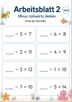 Vorschau - Arbeitsblätter - Fehlende Startzahl bei Minusaufgaben bis 20 | Mathematik Klasse 1 | 5 Arbeitsblätter als PDF - Seite 2