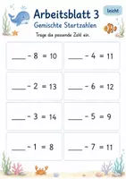 Vorschau - Arbeitsblätter - Fehlende Startzahl bei Minusaufgaben bis 20 | Mathematik Klasse 1 | 5 Arbeitsblätter als PDF - Seite 3