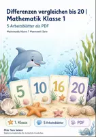 Vorschau - Arbeitsblätter - Differenzen vergleichen bis 20 | Mathematik Klasse 1 | 5 Arbeitsblätter als PDF - Deckblatt