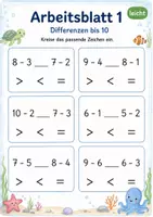 Vorschau - Arbeitsblätter - Differenzen vergleichen bis 20 | Mathematik Klasse 1 | 5 Arbeitsblätter als PDF - Seite 1