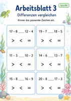 Vorschau - Arbeitsblätter - Differenzen vergleichen bis 20 | Mathematik Klasse 1 | 5 Arbeitsblätter als PDF - Seite 3
