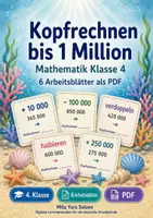 Vorschau - Arbeitsblätter - Kopfrechnen bis 1 Million | Mathematik Klasse 4 | 6 Arbeitsblätter als PDF - Deckblatt