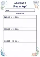 Vorschau - Arbeitsblätter - Kopfrechnen bis 1 Million | Mathematik Klasse 4 | 6 Arbeitsblätter als PDF - Seite 1