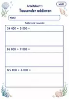 Vorschau - Arbeitsblätter - Rechnen mit Tausenderzahlen | Mathematik Klasse 4 | 6 Arbeitsblätter als PDF - Seite 1