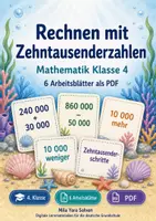 Vorschau - Arbeitsblätter - Rechnen mit Zehntausenderzahlen | Mathematik Klasse 4 | 6 Arbeitsblätter als PDF - Deckblatt