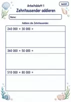 Vorschau - Arbeitsblätter - Rechnen mit Zehntausenderzahlen | Mathematik Klasse 4 | 6 Arbeitsblätter als PDF - Seite 1