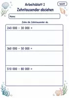 Vorschau - Arbeitsblätter - Rechnen mit Zehntausenderzahlen | Mathematik Klasse 4 | 6 Arbeitsblätter als PDF - Seite 2