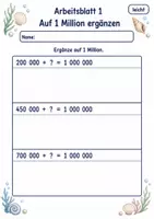 Vorschau - Arbeitsblätter - Ergänzen bis 1 Million | Mathematik Klasse 4 | 6 Arbeitsblätter als PDF - Seite 1