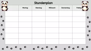 Vorschau - Poster - Stundenplan – Pandaklasse | Grundschule - Seite 1