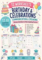 Vorschau - Arbeitsblätter - Speaking & Communication: Birthday & Celebrations – 12 Partner-Interviews & Speaking Worksheets für Englisch Klasse 5–7 - Deckblatt