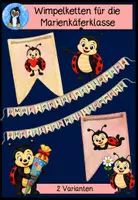 Vorschau - Mal- und Bastelvorlagen - Wimpelkette Marienkäferklasse 🐞 | Klassentier Marienkäfer | Herzlich Willkommen | Deko Schulstart & Einschulung - Deckblatt