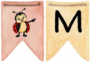 Vorschau - Mal- und Bastelvorlagen - Wimpelkette Marienkäferklasse 🐞 | Klassentier Marienkäfer | Herzlich Willkommen | Deko Schulstart & Einschulung - Seite 1