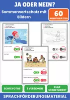 Vorschau - Arbeitsblätter - Ja-/Nein-Fragen zum Sommer mit Bildern - Deckblatt
