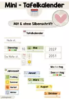 Vorschau - Anderer Materialtyp - Mini-Tafelkalender: Mit und ohne Silbenschrift - Deckblatt