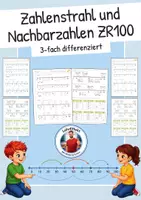 Vorschau - Arbeitsblätter - Einführung Zahlenraum 100 - Zahlenstrahl und Nachbarzahlen (differenzierte Arbeitsblätter) - Deckblatt
