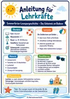 Vorschau - Arbeitsblätter - Einfache Sommerferien-Lesespurgeschichte – Das Geheimnis am Badesee | Deutsch - Seite 1