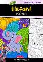Vorschau - Mal- und Bastelvorlagen - Elefant | POP Art Ausmalbilder | Savannentiere | 15 Malvorlagen - Deckblatt