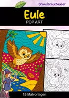 Vorschau - Mal- und Bastelvorlagen - Eule | POP Art Ausmalbilder | Waldtiere | 15 Malvorlagen - Deckblatt