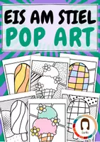 Vorschau - Mal- und Bastelvorlagen - Pop Art Ausmalbilder Eis am Stiel | 3-fach differenziertes Kunstprojekt - Deckblatt