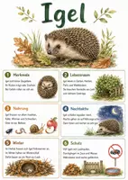 Vorschau - Arbeitsblätter - Lernposter + Arbeitsblätter zum Thema "Igel" + Lösung & MP3 + Mindmap + Infografik - Deckblatt