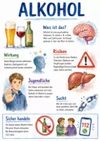 Vorschau - Arbeitsblätter - Lernplakat + Arbeitsblatt "Alkohole" + interaktive Lösung & MP3 + Infografik - Deckblatt