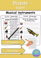 Vorschau - Arbeitsblätter - Dictate: Musikinstrumente / musical instruments - Englisch Ditkat - Deckblatt