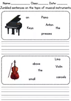 Vorschau - Arbeitsblätter - Schüttelsätze / Jumbled Sentences: Musikinstrumente / musical instruments - Englisch - Seite 2