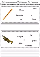 Vorschau - Arbeitsblätter - Schüttelsätze / Jumbled Sentences: Musikinstrumente / musical instruments - Englisch - Seite 3