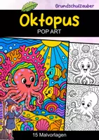 Vorschau - Mal- und Bastelvorlagen - Oktopus | POP Art Ausmalbilder | Meerestiere | 15 Malvorlagen - Deckblatt