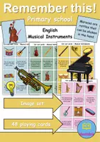 Vorschau - Spiele - Materialpaket - Merk es dir! / Remember it! - Musikinstrumente / musical instruments - 3 Versionen (Englisch) - Seite 1